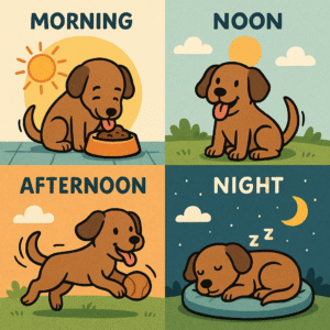 Ejemplo visual de rutina para perros que se quedan solos durante el día