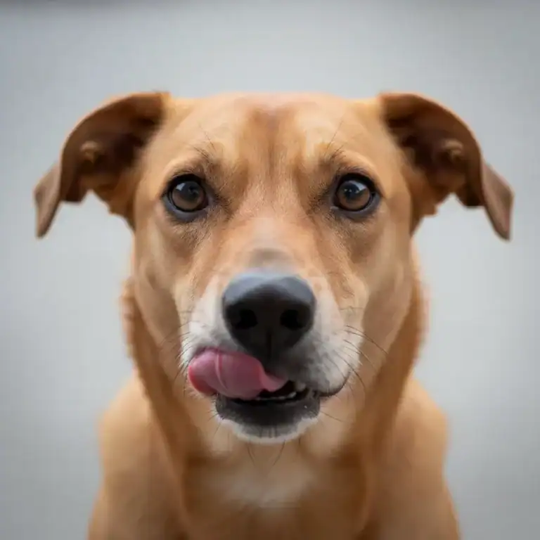 Primer plano de perro con señales de ansiedad y estrés por soledad.